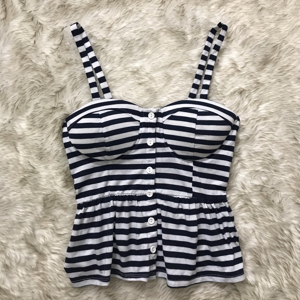 Navy striped peplum top